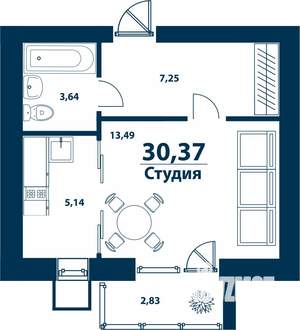 1-к квартира, вторичка, 30м2, 5/5 этаж