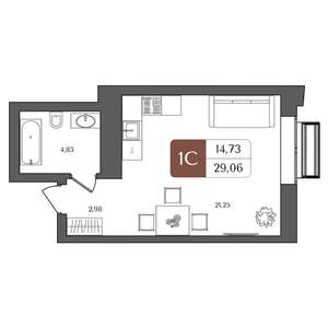 1-к квартира, вторичка, 29м2, 2/21 этаж