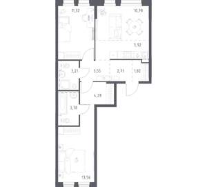 2-к квартира, вторичка, 61м2, 6/12 этаж