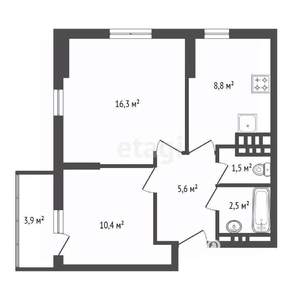 2-к квартира, вторичка, 45м2, 2/16 этаж