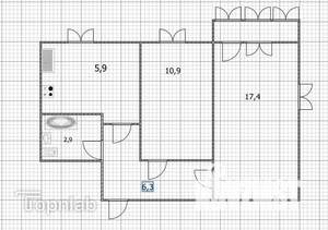 2-к квартира, вторичка, 43м2, 2/5 этаж