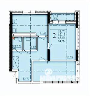 2-к квартира, строящийся дом, 64м2, 16/25 этаж