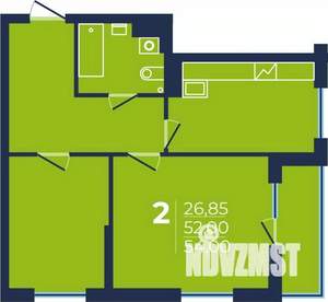 2-к квартира, строящийся дом, 54м2, 2/25 этаж