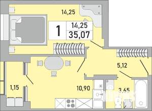 1-к квартира, вторичка, 35м2, 4/24 этаж