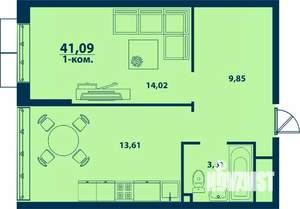 1-к квартира, вторичка, 41м2, 11/24 этаж