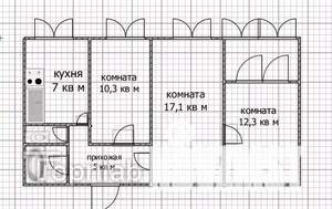 3-к квартира, вторичка, 59м2, 3/9 этаж
