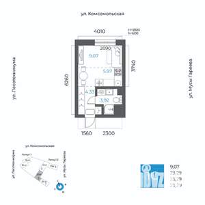 1-к квартира, вторичка, 23м2, 9/20 этаж