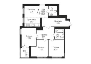 3-к квартира, строящийся дом, 80м2, 10/25 этаж