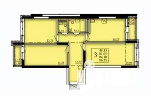 3-к квартира, вторичка, 84м2, 9/21 этаж