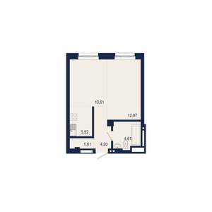 2-к квартира, строящийся дом, 40м2, 3/9 этаж
