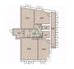 3-к квартира, вторичка, 94м2, 5/25 этаж