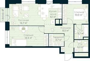 2-к квартира, вторичка, 65м2, 27/30 этаж
