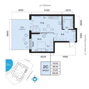 2-к квартира, вторичка, 51м2, 2/32 этаж