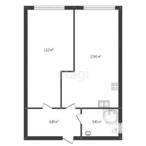 1-к квартира, сданный дом, 39м2, 7/11 этаж