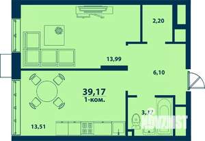 1-к квартира, вторичка, 39м2, 22/24 этаж