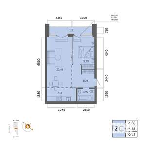 2-к квартира, вторичка, 56м2, 9/32 этаж
