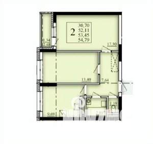 2-к квартира, строящийся дом, 53м2, 3/25 этаж