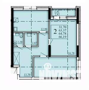 2-к квартира, строящийся дом, 65м2, 2/25 этаж