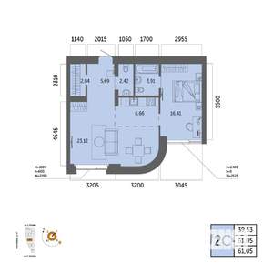 2-к квартира, вторичка, 61м2, 3/32 этаж