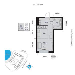 1-к квартира, вторичка, 27м2, 4/32 этаж
