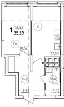 1-к квартира, строящийся дом, 36м2, 22/28 этаж