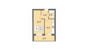 1-к квартира, вторичка, 35м2, 3/12 этаж