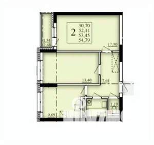 2-к квартира, строящийся дом, 53м2, 10/25 этаж