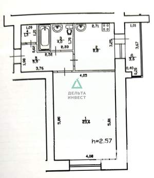 1-к квартира, вторичка, 44м2, 4/14 этаж