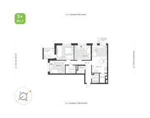 3-к квартира, строящийся дом, 81м2, 3/24 этаж