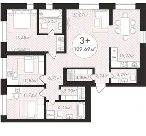 3-к квартира, вторичка, 110м2, 24/24 этаж