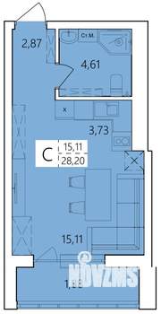 Студия квартира, строящийся дом, 28м2, 21/25 этаж