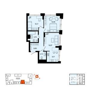 3-к квартира, вторичка, 58м2, 9/31 этаж