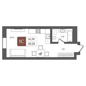 1-к квартира, вторичка, 29м2, 9/21 этаж