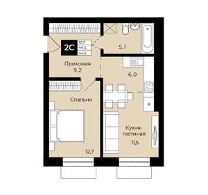 1-к квартира, вторичка, 45м2, 2/25 этаж