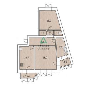 2-к квартира, вторичка, 59м2, 1/10 этаж