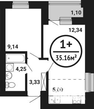 1-к квартира, вторичка, 35м2, 5/8 этаж