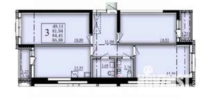 3-к квартира, строящийся дом, 84м2, 2/25 этаж