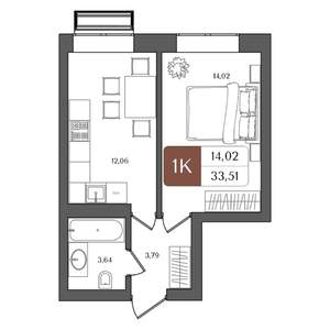 1-к квартира, вторичка, 34м2, 10/21 этаж