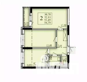 2-к квартира, строящийся дом, 53м2, 9/25 этаж
