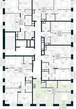 2-к квартира, строящийся дом, 56м2, 7/10 этаж