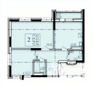 2-к квартира, вторичка, 71м2, 12/25 этаж