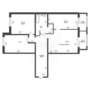 3-к квартира, вторичка, 120м2, 3/18 этаж