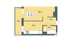 1-к квартира, вторичка, 37м2, 3/12 этаж