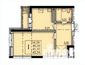 1-к квартира, строящийся дом, 41м2, 7/25 этаж