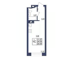 Студия квартира, строящийся дом, 24м2, 5/34 этаж