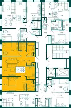 2-к квартира, строящийся дом, 71м2, 8/18 этаж