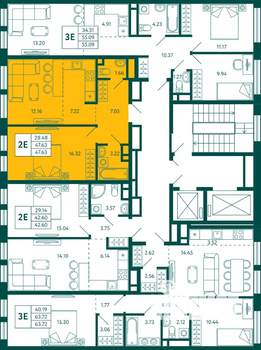 1-к квартира, строящийся дом, 48м2, 5/12 этаж