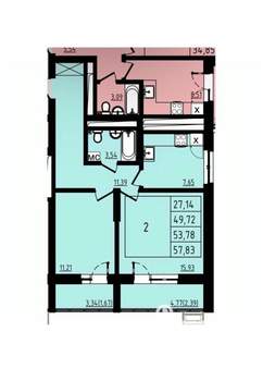 2-к квартира, вторичка, 58м2, 13/25 этаж