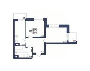 2-к квартира, строящийся дом, 58м2, 10/34 этаж