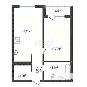 1-к квартира, сданный дом, 38м2, 13/23 этаж
